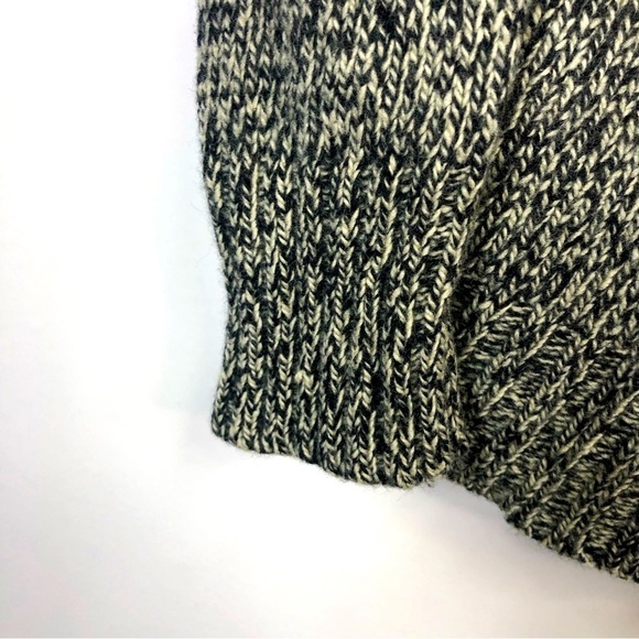 Eddie Bauer cardigan wool blend sweater black cream shawl neck button down M - Picture 2 of 8